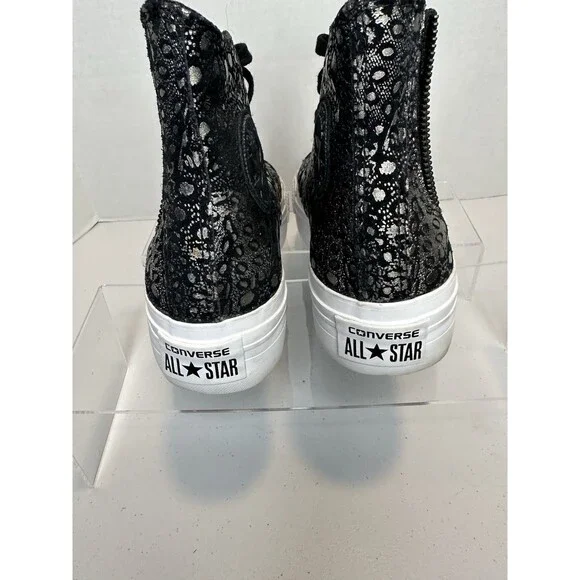 Converse Chuck Taylor All Star Black Metallic Leather Platform Chelsea Hi Top 8 - Picture 5 of 10